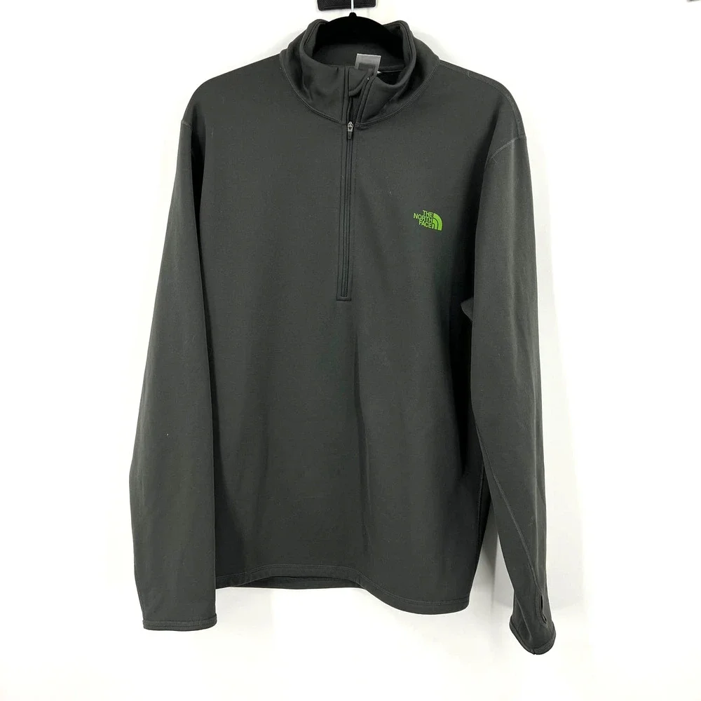 The North Face Full Zippered Classic Fleece‎ Dark Gray Thumb Holes Men's XL